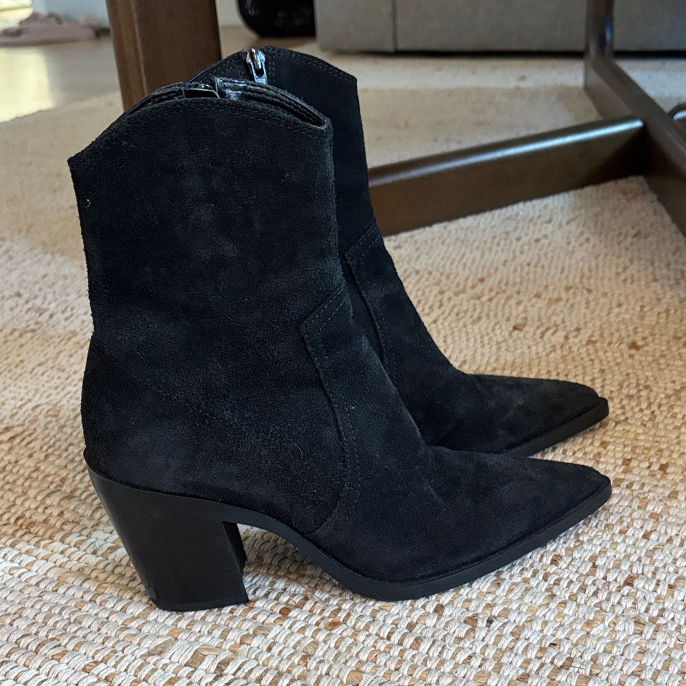 Zara Black Suede Ankle Boots